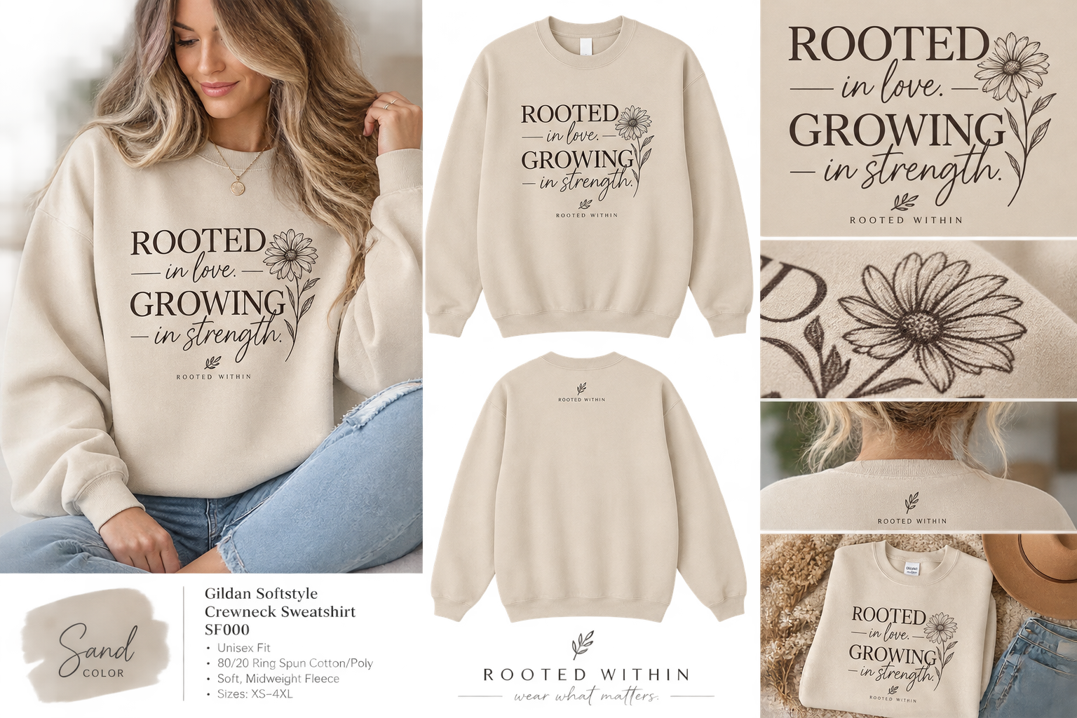 Rooted in Love. Growing in Strength. Crewneck